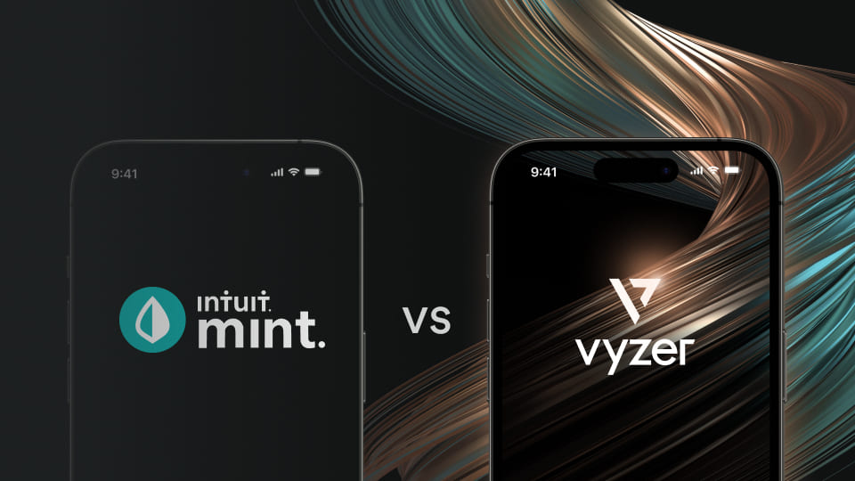 Comparison logo image of Mint vs Vyzer highlighting alternatives for financial management and investment tracking