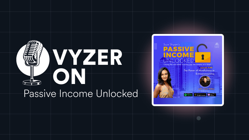 Podcast cover of Vyzer On featuring Sujata Shyam's Passive Income Unlocked episode with Litan Yahav discussing stress management and mindfulness